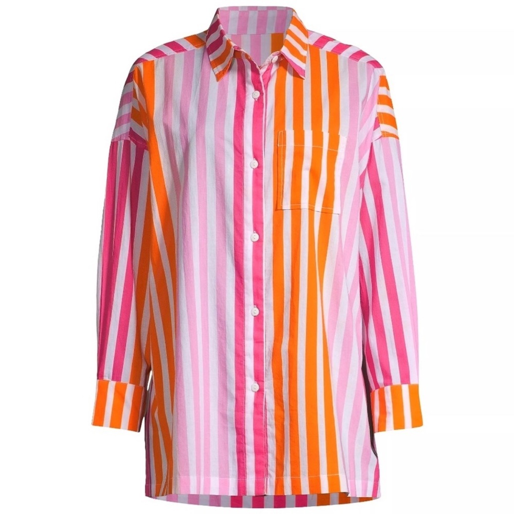 NWT Beach Riot Alexa Striped Button Up Shirt Beach Cover Up Xs/S